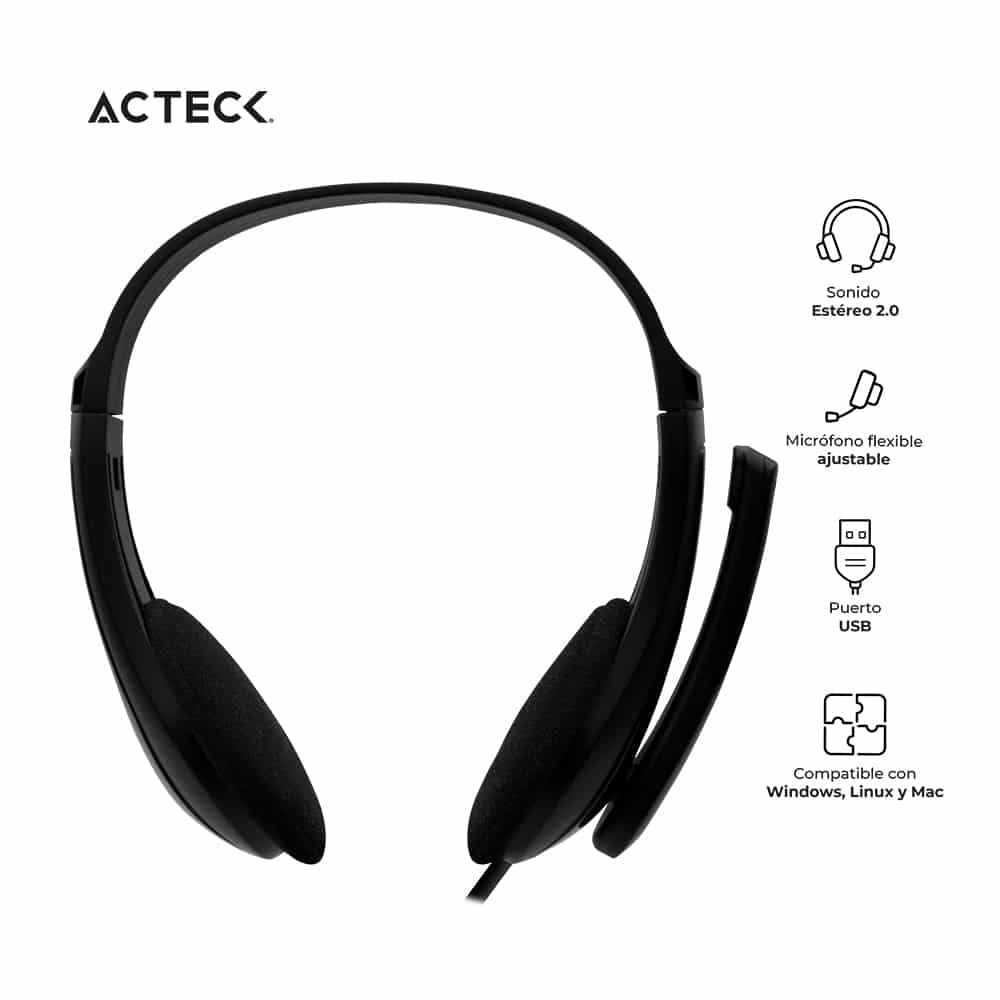 Diadema                                                                                                                                                                                                                                                                                                                                                                                                                                                                                                                                                                                                                                                                                                                                                                               Acteck Estereo 2.0 Alambrico Usb Ajus Discover Hu230 Ac-932240