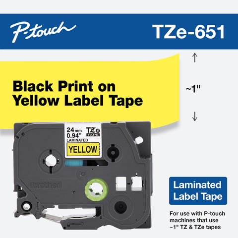 Cinta                                              Brother Tze651 Laminada Estandar Negro / Amarillo 24mm X 8m