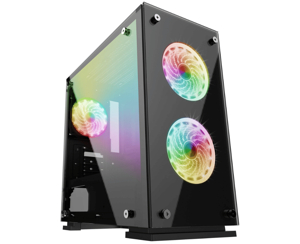 Gabinete     Gamer Game Factor Csg-550 Acero Templado Micro Atx Negro
