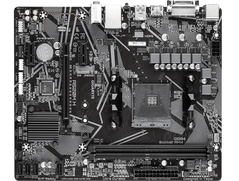 Tarjeta Madre Gigabyte Micro Atx A520m H (rev. 1.0), S-am4, AMD A520