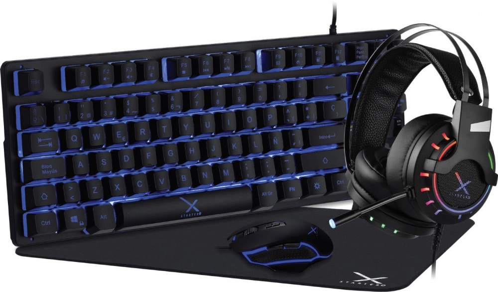 Kit  Gamer Xzeal Mouse Teclado Mousepad Audif Negro Xst-200 (xsakga1b)