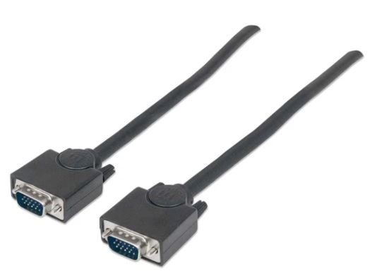 Cable VGA - HD15 MANHATTAN - 3 m, VGA (D-Sub), VGA (D-Sub), Macho/Macho, Negro