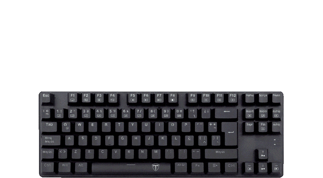 [Dim-T-TGK313-RD-SP] Teclado   Mecánico T-dagger Bora Negro TKL Con Interruptores Mecánicos Red Switch Y Luz Rainbow