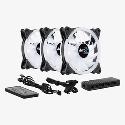 [Dim-28951] KIT 3 VENTILADORES AEROCOOL 12CM DUO 12 PRO RGB + CONTROLADOR INALAMBRICO