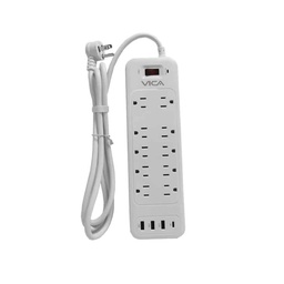 [CENTRO-DE-CARGA-9P] Supresor  De Picos Vica C/ 10 Tomas,3 Ptos Usb-a,y 1 Pto Usb-c (ex 9p)
