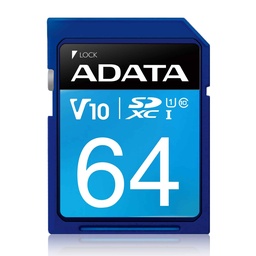 [MEMDAT2670] Memoria                                                                                                                                                                                                          Sd (sdxc) 64gb Adata Clase 10 (v10) - Velocidad Hasta 100mb/25mb Por Seg.  Asdx64guicl10-r