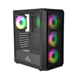 [dim-YCM-APLAN-ob] Gabinete                     Yeyian Lancer 4 Vent/atx/media Torre/mesh/crist Tem Lat/negro (openbox Para Ensamble)