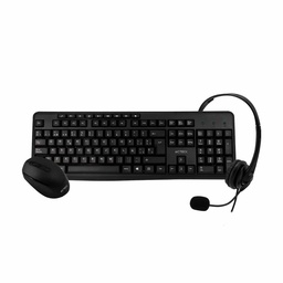 [KITACT1040] Kit                                                                                                                                                                   De Oficina: Teclado - Mouse Y Audífonos Acteck Ac-931687, 105 Teclas, Mouse: Inalámbrico, Receptor Usb, 3 Botones + Scroll, Audífono Audio Y Micrófono