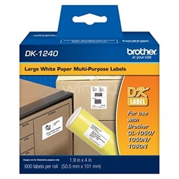 [ETIBRT040] Etiqueta                                                                                                                                                    Blanca De Papel Brother Dk1240 - 200 Etiquetas De 50.5 Mm De Ancho X 101 Mm De Largo. Impresión En Negro. Ql1110nwb.