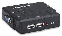 [ACCITL2165] Switch                                                                                                                                                                                                                                                                                                                                                                                                                                                                          Kvm Compacto De 2 Puertos - Manhattan, Usb, Con Cables Y Soporte De Audio, Color: Negro, 151252,