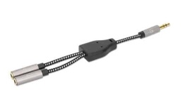 [ACCITL6730] Adaptador                                                                                                                                                                                                                                                                                                                                                                                                                                                                         De Auriculares En Y Manhattan 356114 - 3.5 Mm, Negro/plata, 15 Cm