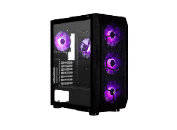 [CSG400] Gabinete Game Factor Atx-e 2 Usb 3.2, 1x Usb C, 5 Ven Argb Ctemp Negro (csg400)