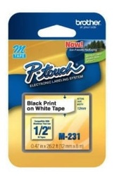 [M231] Cinta Brother M231 Negro/blanco 12mm X 8m Pt85 100/110