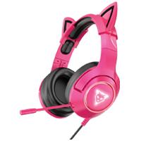 [OGH03] AUDIFONOS GAMER OCELOT TIPO DIADEMA/OVER-EAR/USB/3.5MM/COLOR ROSA CON NEGRO/ALAMBRICOS/ILUMINACION BLANCA/CONTROL DE AUDIO/MICROFONO CANCELACION DE RUIDO/AJUSTABLES/MULTIPLATAFORMA