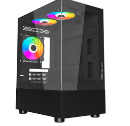 [GLASS EN6] GABINETE OCELOT GAMING MICRO ATX CON 3 VENTILADORES COLOR NEGRO