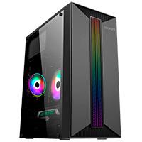 [QCMT-09] GABINETE MICRO TORRE QUARONI MICRO ATX, MINI ITX/1USB 2.0 1USB 3.0/RGB/PANEL ACRILICO/FUENTE 500 W/NEGRO