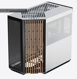 [4711099479573] Gabinete Apnx V1 Black And White Con Panel De Madera Atx