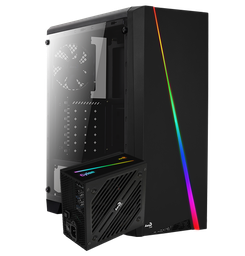 [KITAERCYLBLK700W] Kit Gabinete Aerocool Cylon Negro Crist Temp + Psu Cylon 700w 80plus Bronze Argb