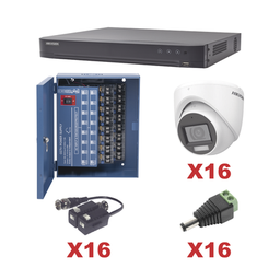 [KH1080P16DW] Kit Turbohd 1080p / Dvr 16 Canales / 16 Cámaras Turret Con Audio Integrado (exterior 2.8 Mm) / Transceptores / Conectores / Fuente De Poder Profesional