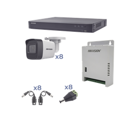 [KH1080P8BW] Kit Turbohd 1080p / Dvr 8 Canales / 8 Cámaras Bala (exterior 2.8 Mm) / Transceptores / Conectores / Fuente De Poder Profesional Hasta 15 Vcc Para Larga Distancia