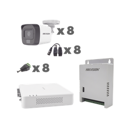 [KH1080P8BFH] Kit Turbohd 1080p / Dvr 8 Canales Con Audio Por Coaxitron / 8 Cámaras Con Micrófono Integrado 101° Visión/  Luz Blanca + Ir Visión Nocturna  / Transceptores / Conectores / Fuente De Poder Profesional