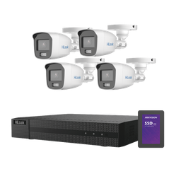 [HL-1080-CV/A/1TB] Kit Turbohd 1080p + Ssd 1 Tb / Dvr 4 Canales / 4 Cámaras Bala Colorvu Con Micrófono Integrado / Fuente De Poder / Accesorios De Instalación