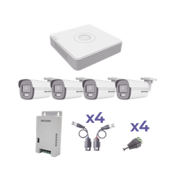 [KH1080PL4BC] Kit Colorvu Turbohd 1080p Lite / Dvr 4 Canales / 4 Cámaras Bala (exterior 2.8 Mm) / Transceptores / Conectores / Fuente De Poder Profesional