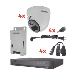 [KH-1080P-4E-TWA] Kit Audio Bidireccional Turbohd 1080p / Dvr 4 Canales / 4 Cámaras Eyeball (exterior) Con Bocina Y Microfóno Integrado / 1 Fuente De Poder / Accesorios