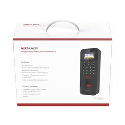 [DS-KAS261] Kit De Control De Acceso Todo Incluido Con Lector De Huellas Y Tarjetas / 3,000 Huellas / Compatible Con App Hik-connect / Incluye Electroimán  Botón De Salida Y Montajes Z Y L Para Imán (ds-k1t804)