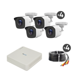 [KIT7204BP(C)] Kit Turbohd 720p / Dvr 4 Canales / 4 Cámaras Bala De Policarbonato / 4 Cables 18 Mts / 1 Fuente De Poder Profesional
