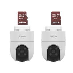 [CS-H8C/KM2] Kit De Camaras Wifi, Incluye 2 Piezas Cs-h8c Y 2 Piezas Hs-tf-e1/32g / Audio De Dos Vías / Detección De Movimiento /  Luz Estroboscópica / Sirena  /  Uso En Exterior Con Protección