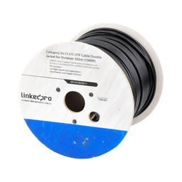 [EP-CAT-5E-V2-EXT] Bobina De Cable De 305 M (1000 Ft) Cat5e, Aleación De Cobre Y Aluminio (cca), Color Negro, Uso Intemperie, Doble Forro