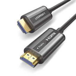 [50215] Cable Hdmi De 15 Metros Por Fibra Óptica 4k@60hz | Fibra De 4 Núcleos + Cobre Estañado De 7 Núcleos | Compatible Con Hdmi 2.0 | Alta Velocidad 18 Gbps | 3d | Hdr | Carcasa De  Zinc | Premium | 2 Años De Garantía.