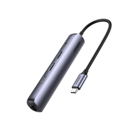 [10919] Hub Usb-c (docking Station) 5 En 1 | Ultra Delgado | 2 Usb-a 3.1 A (5 Gbps) | Hdmi 4k@60hz | Rj45 (gigabit Ethernet) | Usb-c Pd Carga Rápida 100w | Soporta Otg | Chips Inteligentes | Pequeño Y Ligero | Caja De Aluminio.