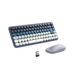 [25179] Paquete De Teclado Y Mouse | 85 Teclas En Español | Bluetooth Y 2.4ghz |  Mouse Ambidiestro  | Sensor De Dpi Ajustable | Efectos De Iluminación Del Teclado | Amplia Compatibilidad | Color Azul.
