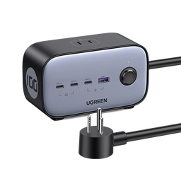 [40896] Cargador De Escritorio Y Tomacorriente Múltiple | 3 Puertos Usb-c | 1 Puertos Usb-a | 3 Tomacorriente De Ca | Tecnología Gan Ii | 1 Usb 100w Pd | Carga Rápida | Diseño Innovador En Forma De Cubo | Interruptor De Apagado.