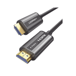 [50219] Cable Hdmi De 50 Metros Por Fibra Óptica 4k@60hz | Fibra De 4 Núcleos + Cobre Estañado De 7 Núcleos | Compatible Con Hdmi 2.0 | Alta Velocidad 18 Gbps | 3d | Hdr | Carcasa De  Zinc | Premium | 2 Años De Garantía.