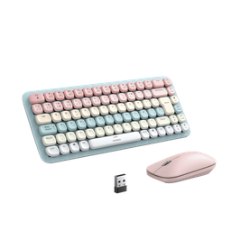 [25178] Paquete De Teclado Y Mouse | 85 Teclas En Español | Bluetooth Y 2.4ghz |  Mouse Ambidiestro  | Sensor De Dpi Ajustable | Efectos De Iluminación Del Teclado | Amplia Compatibilidad | Color Rosa.