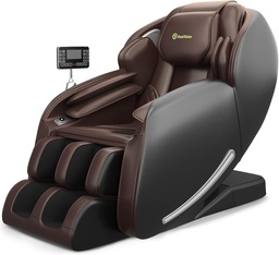 [FAVOR-06 BROWN] Real Relax Silla de Masaje, Full Body SL-Track, Gravedad Cero, Shiatsu, Bluetooth, Calentamiento, Favor-06
