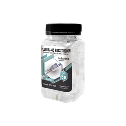 [TC5S-PASS] Bote Con 100 Plugs Pass Through Rj45 Cat5e Blindado, Chapado De Oro A 30 Micras Para Durabilidad Extrema