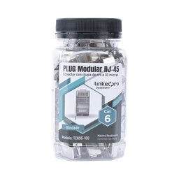 [TC6SG-100] Bote Con 100 Piezas De Plug Modular Rj45 Cat6 Blindado Con Pin De Tierra, Chapado De Oro A 30 Micras Para Durabilidad Extrema
