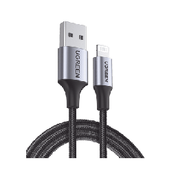 [60156] Cable Usb-a A Lightning | 1 Metro | Certificado Mfi | Carga Rápida 5v/2.4 A | 480 Mbps | Conector C94 | Adecuado Para Iphone, Ipad Y Ipod | Protección Integrada | Caja De Aluminio | Nylon Trenzado | Color Negro.