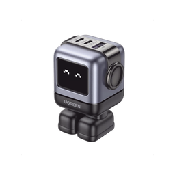 [15570B] Cargador Robotgan De 65w Serie Uno | 3 Puertos De Carga Rápida | 2 Usb-c | 1 Usb-a | Pd 3.0 | Qc 4.0 | Carga Inteligente | Tecnología Gan Ii | Zapato Magnético Extraíble | Carcasa Ignifuga | Pantalla Led