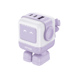 [35314B] Cargador Robotgan De 65w Serie Uno | 3 Puertos De Carga Rápida | 2 Usb-c | 1 Usb-a | Pd 3.0 | Qc 4.0 | Carga Inteligente | Tecnología Gan Ii | Zapato Magnético Extraíble | Carcasa Ignifuga | Pantalla Led.