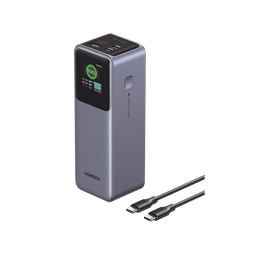 [35526B] Power Bank De 12000mah | 3 Salidas 100w Max. | Usb-a + 2 Usb-c | Pd 3.0 | Qc3.0 | Fcp | Scp | Pantalla Inteligente | Carcasa Ignifuga | Color Gris | Incluye Cable Usb De 50cm | Carga Tu Laptop De Manera Segura.