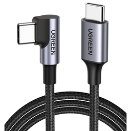 [50123] Cable Usb-c A Usb-c | 1 Metro (3.28 Pies) | Conector Con Ángulo Recto De 90° | Carga Rápida De Hasta 60w | 480 Mbps | Pd3.0 | Qc4.0/3.0/2.0 | Fpc | Afc | Protección Integrada | Caja De Aluminio | Nylon Trenzado | Color Negro
