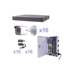 [KEVTX8T16BW] Kit Turbohd 1080p / Dvr 16 Canales / 16 Cámaras Bala (exterior 2.8 Mm) / Transceptores / Conectores / Fuente De Poder Profesional