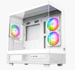 [X-CS-AURORAX-50-W] Gabinete Xyz Aurorax 50 3 Vent 120mm Crist Temp/ Malla Atx White