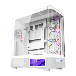 [X-CS-QUANTUMPRO-W] Gabinete Xyz Quantum Pro 4 Vent 120*140mm Pantalla Lateral, Crist Temp Curveado Atx White