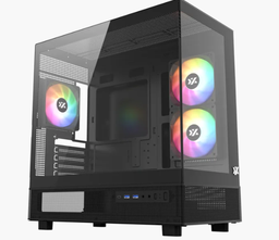 [dim-X-CS-AURORAX-50-B-1] Gabinete Xyz Aurorax 50 3 Vent 120mm Crist Temp/ Malla Atx Black pue